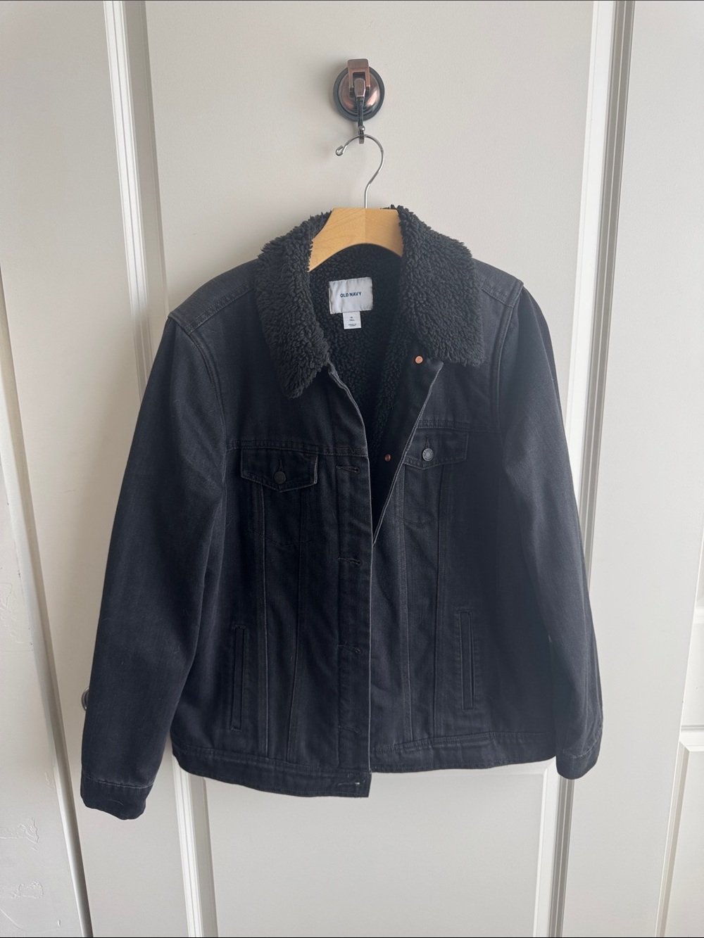 Old Navy Black Sherpa Lined Denim Jacket